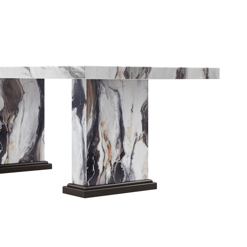 Black and White Faux Marble Dining Table