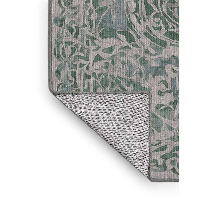 Machine Washable Gray Area Rug, Round 5'