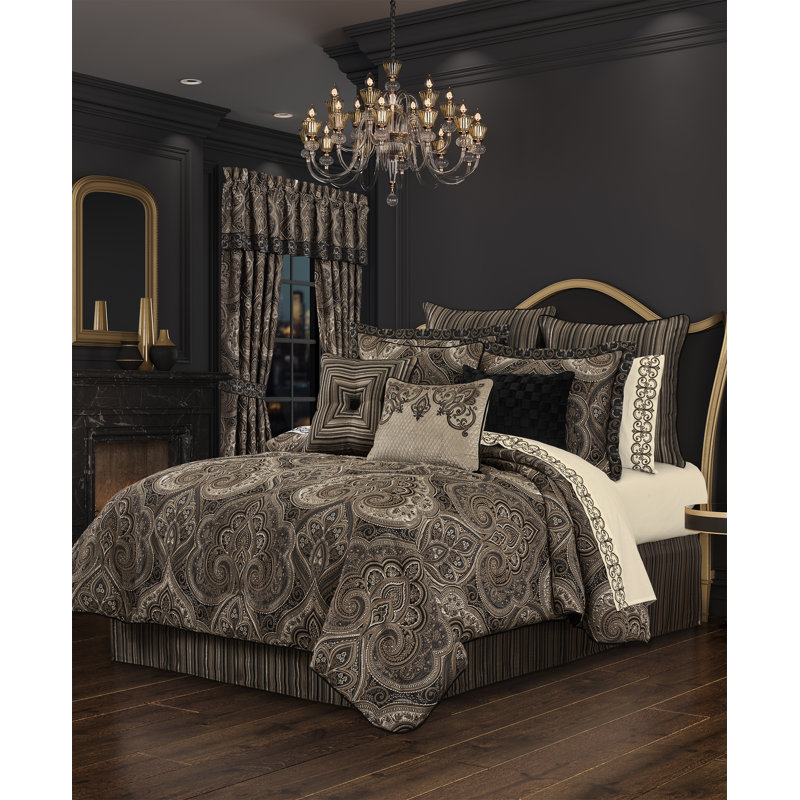 Camina Black and Bronze Striped Velvet Euro Sham