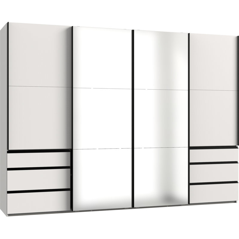 Guardino 4 Door Wardrobe, White, 216cm H x 300cm W x 65cm D