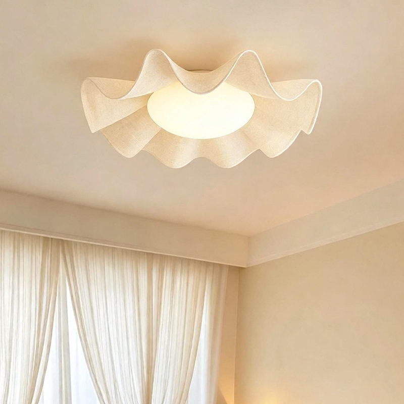 Plafonnier en tissu 19,69 po - Style à DEL intégré de style Mid-Century français
