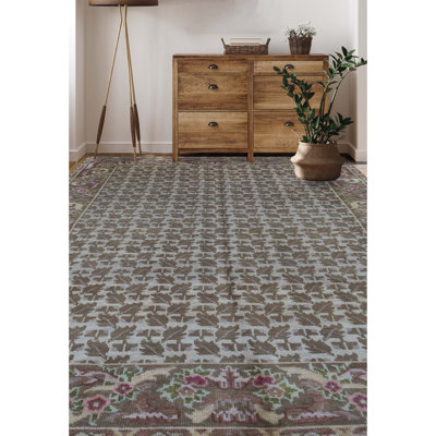 Tapis beige et brun noué à la main de haute qualité