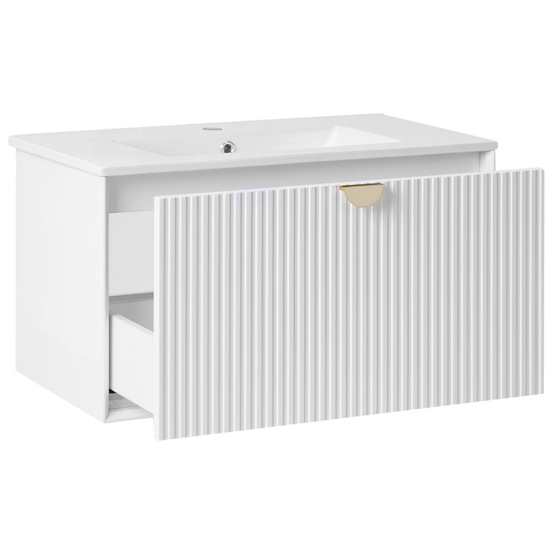 Cerstin 80.00mm Single Bathroom Vanity with Basin, White