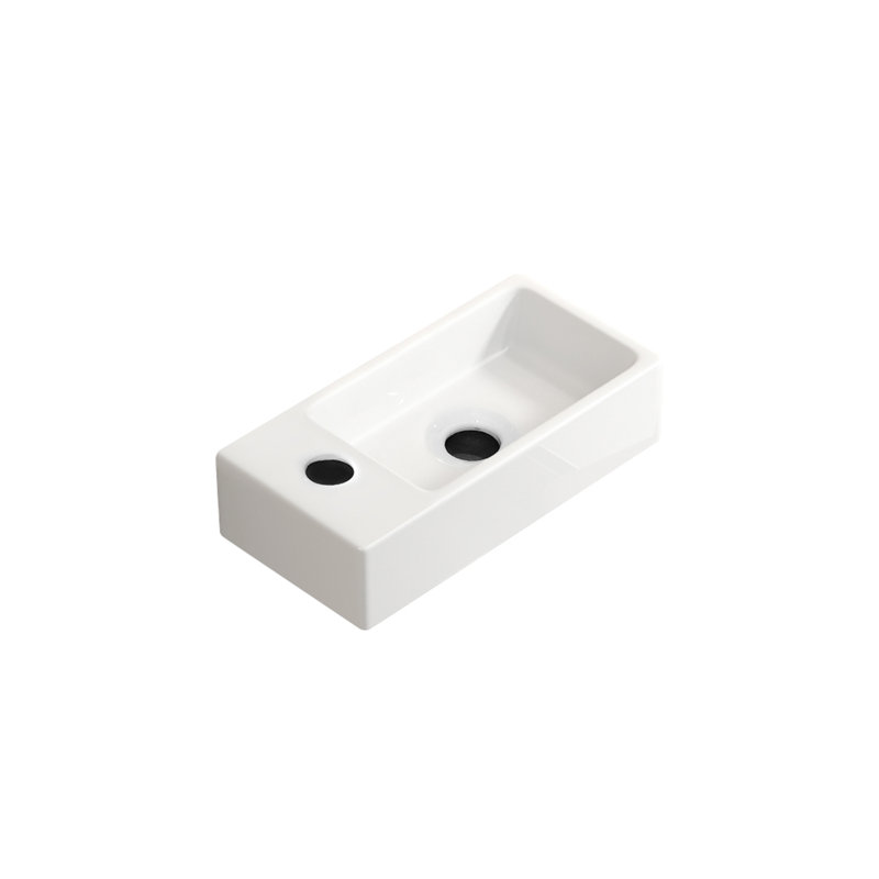 Lavabo mural / vasque rectangulaire en céramique 14,17 po x 7,09 po pour petite salle de bain 