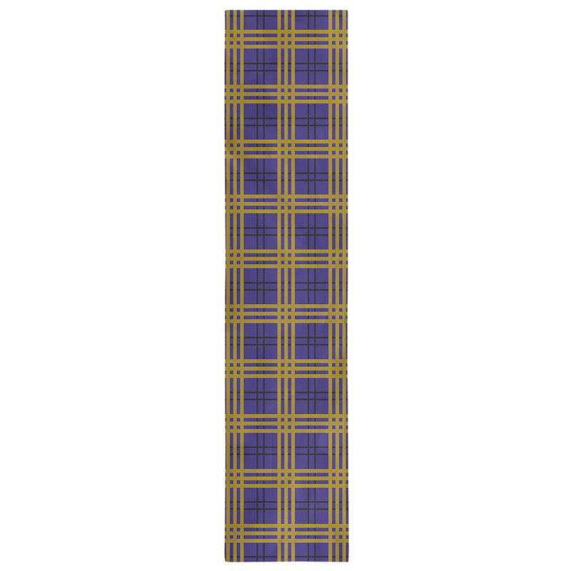 Paid Polyester Table Runner, 72" L x 16" W, Purple/Black/Metallic Gold