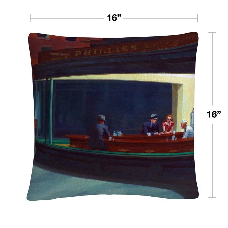 Edward Hopper ''Nighthawks'' 16 X 16 Decorative Throw Pillow