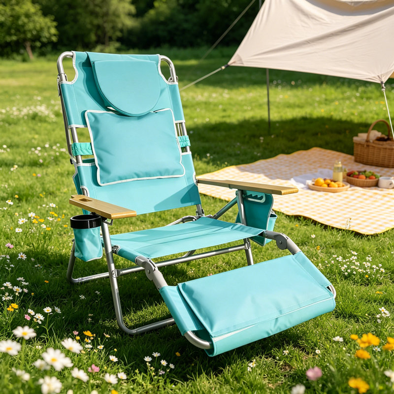 Deluxe 3-In-1 Lightweight Reclining Lawn & Beach Lounge Chair With Footrest, Outdoor Furniture For Patio, Balcony, Backyard & Porch, Aqua
