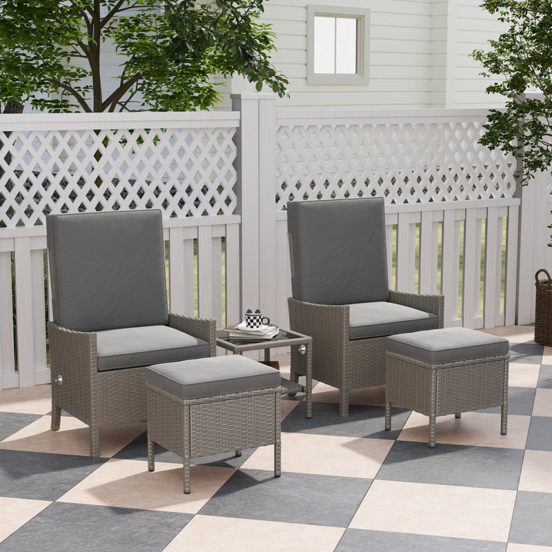Wicker 2 - Person Garden Lounge Set with Cushions, Dark Grey