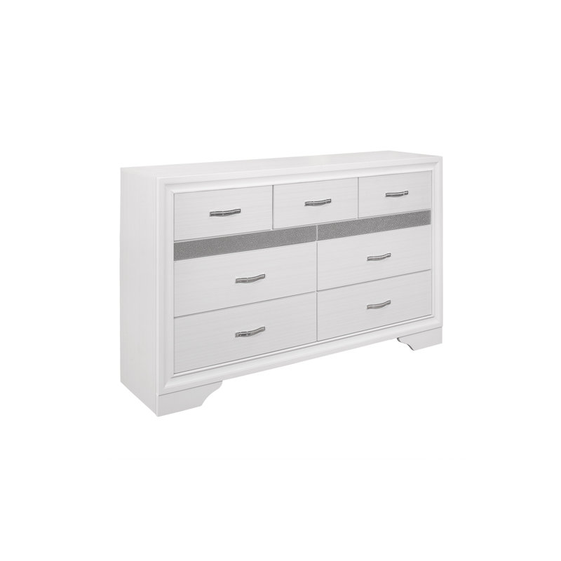 Très grand lit plateforme avec rangement en cuir Devion 4 pièces: lit, commode, miroir, table de chevet, Blanc