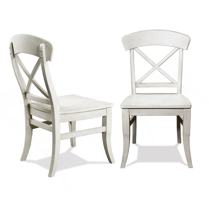 Ensemble de 2 chaises d'appoint à dossier croisé Harola, finition blanc fumé
