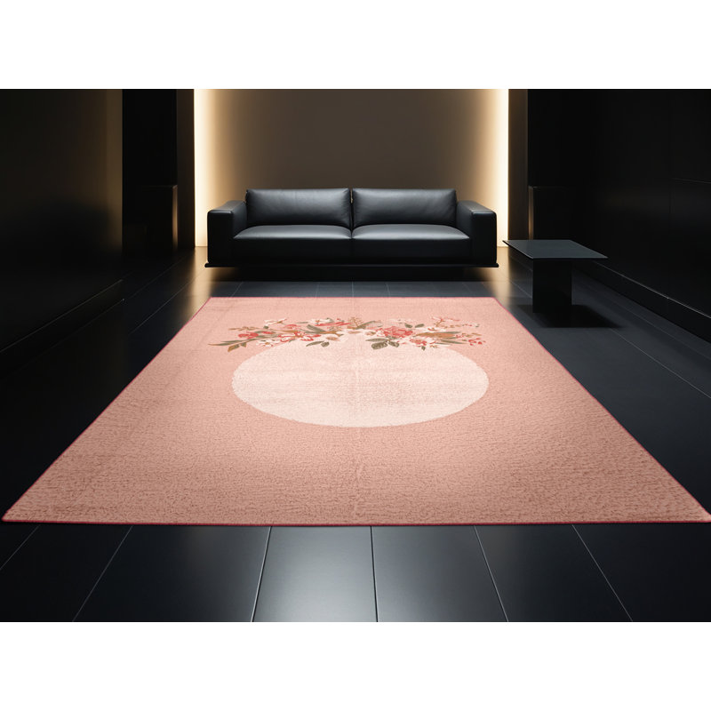 Machine Washable Norridge Easter Modern & Contemporary Abstract Rug in Beige – Rose Binding, 4x6