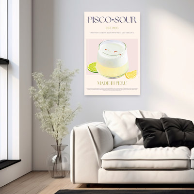 Peruvian Pisco Sour Cocktail Classic Retro Vintage Summer Wall Art