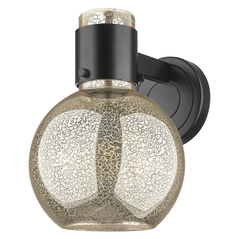Downtown Urban - Lawton Sphere - 1 Light 8" Wall-mounted Sconce , Mercury, Matte Black