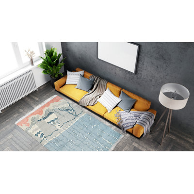 Gitlow Moroccan Multicolor Hand Knotted Wool Area Rug
