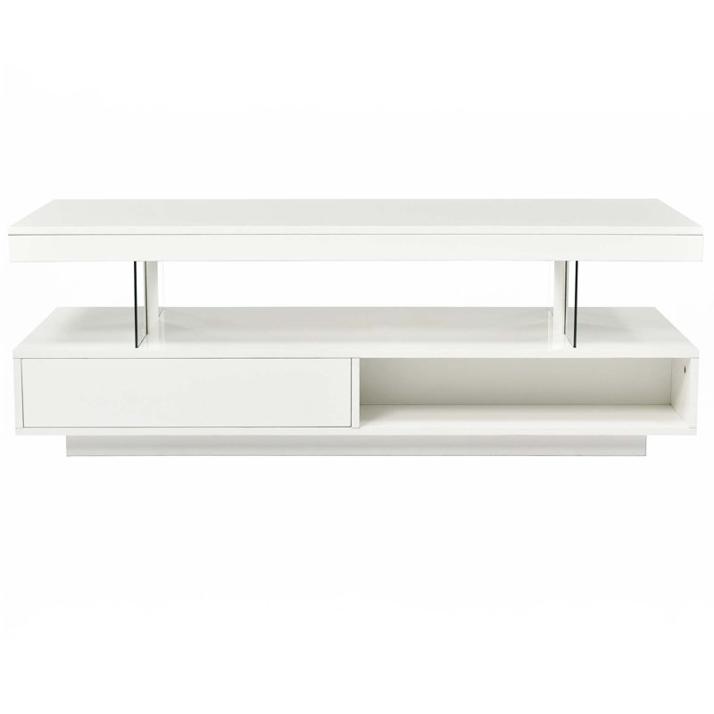 LED Coffee Table With Storage, White