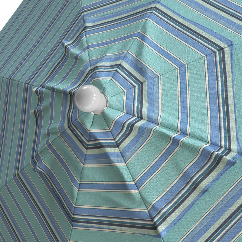 Parasol de patio commercial en bois gris 11 pi, Rayures bleues