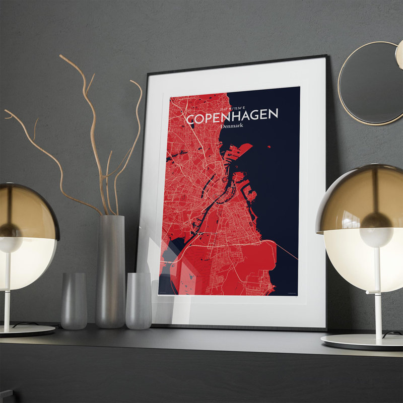 Copenhagen City Map In Nautical - No Frame Print, 17cm H x 11cm W x 0.05cm D