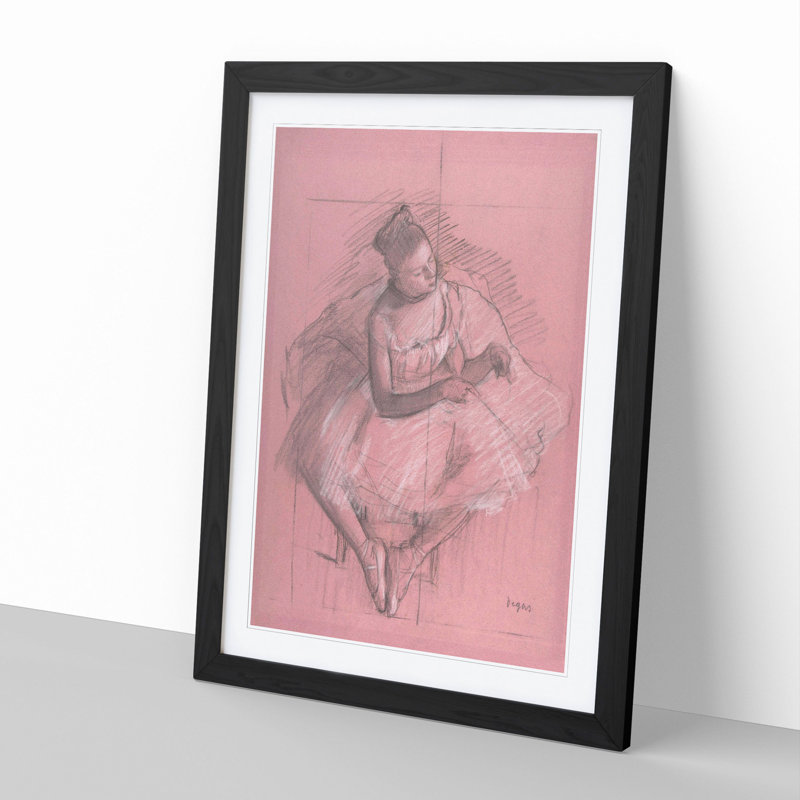 Study of a Ballet Ballerina Dancer Vol.3 by Edgar Degas - Picture Frame Painting, Black Framed, 65cm H x 48cm W x 2cm D