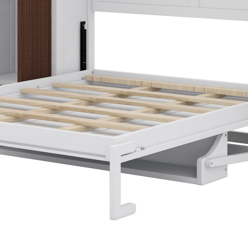 Lit escamotable peu encombrant avec placard, tiroirs et table