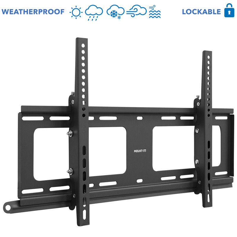 Weatherproof Black Steel Lockable Tilting TV Wall Mount for 37-80 Inch Screens