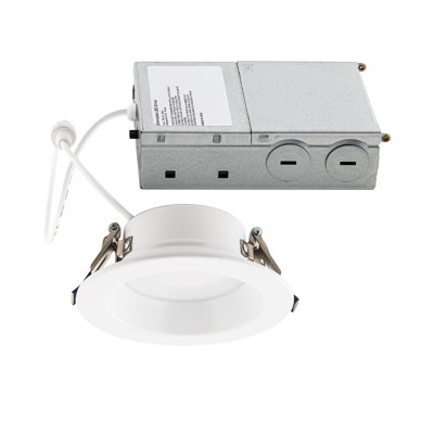 Builder Essential 3in 550 Lumens Round LED Recessed Light and Housing for Remodel or New Construction with Regressed Trim 3-Power Modes 4W-6W-8W, 5-CCT 2700-3000-3500-4000-5000K in White IC-Rated