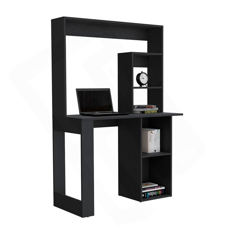 Bureau d'écriture avec tablettes et huche, noir, Noir