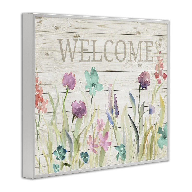 Mot de bienvenue au motif rustique pré, H 16 po x l 20 po x P 1,5 po, Giclée encadrée blanc bord de mer
