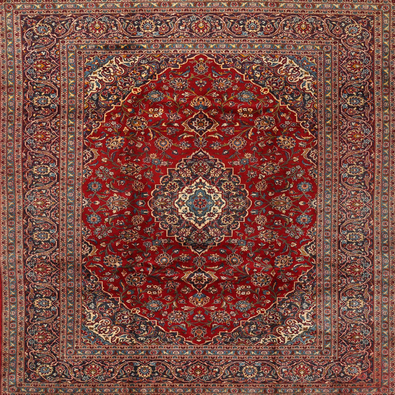 Tapis traditionnel rouge / brun / beige, Rond 5 pi