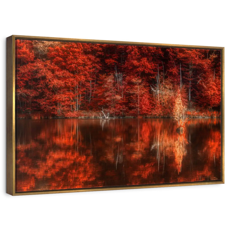 Reflection Of Autumn, Floating Frame Gold, 13" X 9"