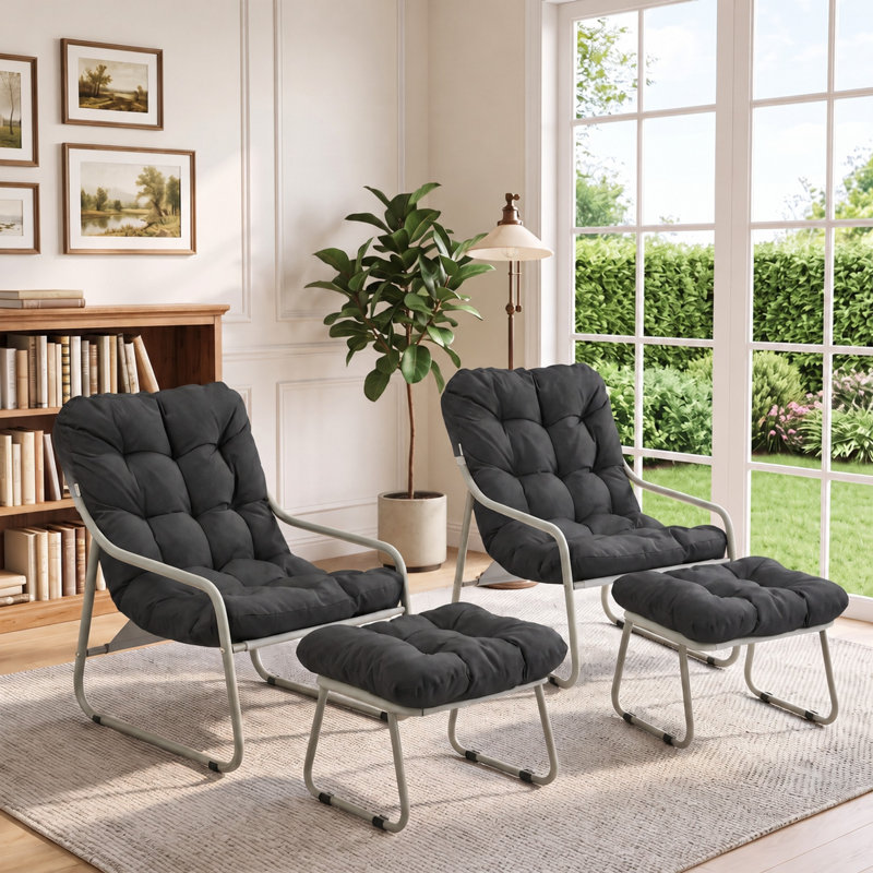 Ensemble de chaises longues avec coussins pour le salon Modern, Grey