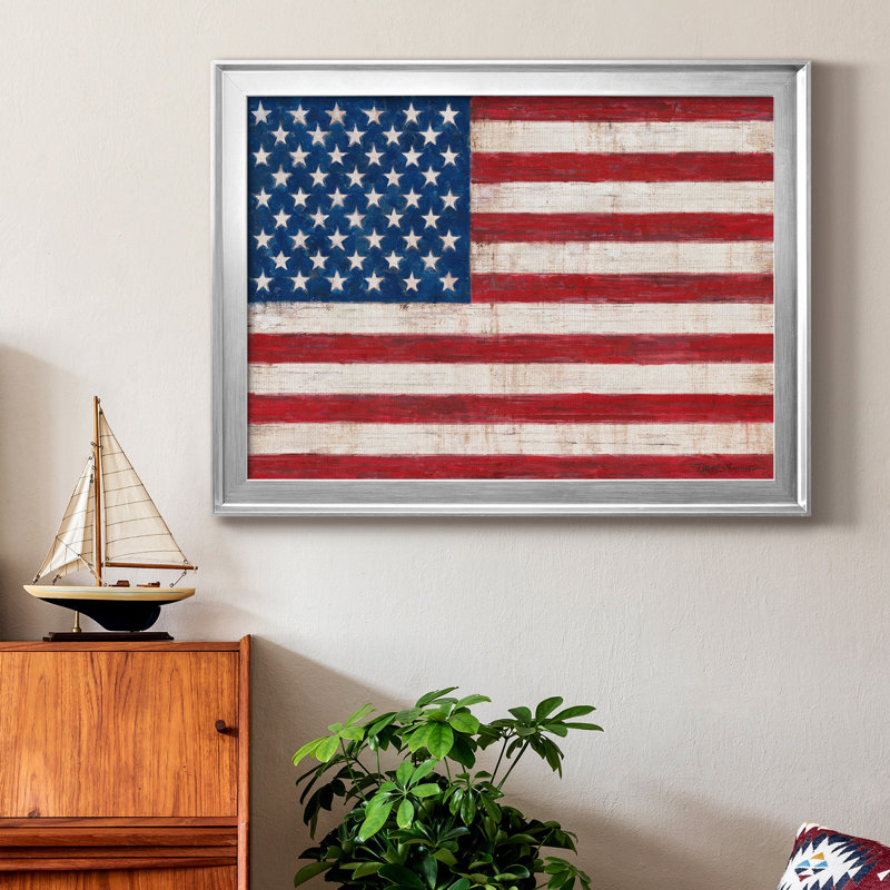 Toile encadrée de qualité supérieure Old Glory - prête à être accrochée, H 18,5 po x l 24,5 po x P 1 po, Cadre argenté