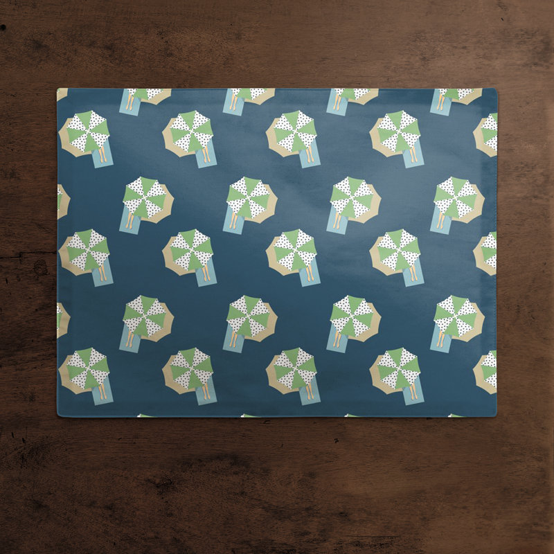Napperon à motif parapluie, Bleu marine / vert
