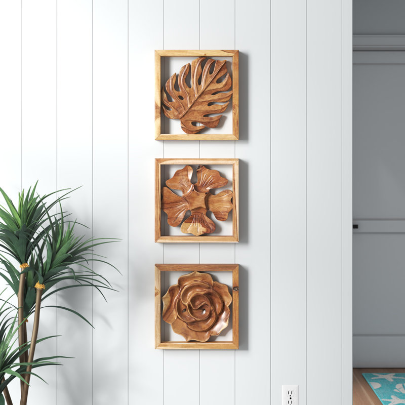 Coastal Plants & Flowers Wall Decor on Solid Wood