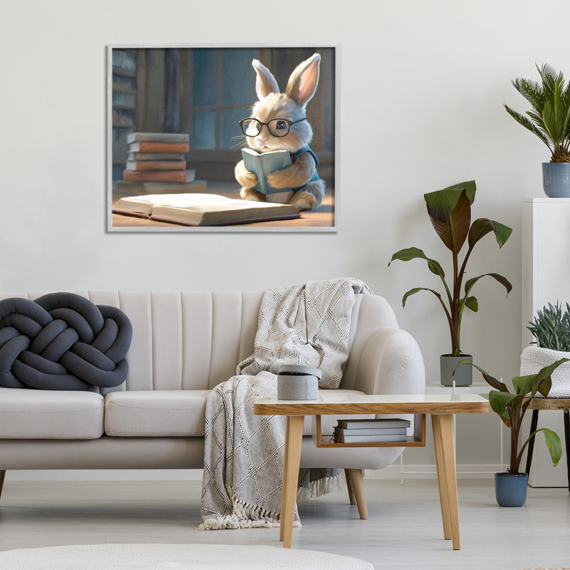 «Bookish Bunny at Desk», estampe numérique, conception de Kim Allen, Estampe numérique Farmhouse, H 24 po x l 30 po