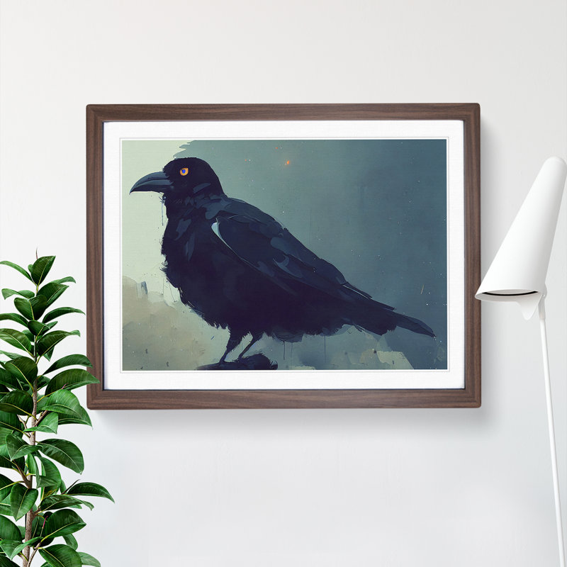 Unforgettable Crow Bird - Framed Print, 34cm H x 46cm W x 2cm D, Walnut