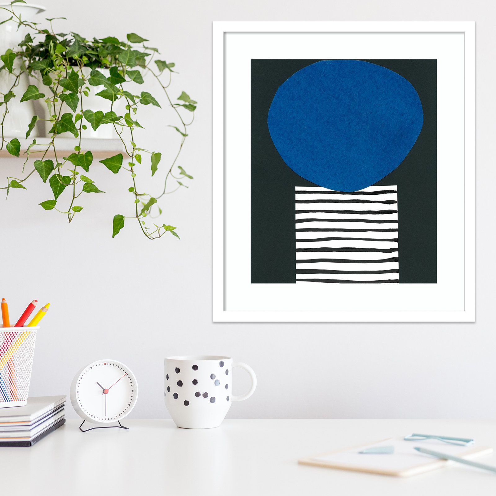 Zaley "Memphis in Blue V" Print, 21" H x 19" W x 1" D, Black