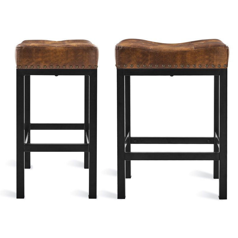 Tabouret de comptoir 24 po Mixell, Noir, Brun jaunâtre