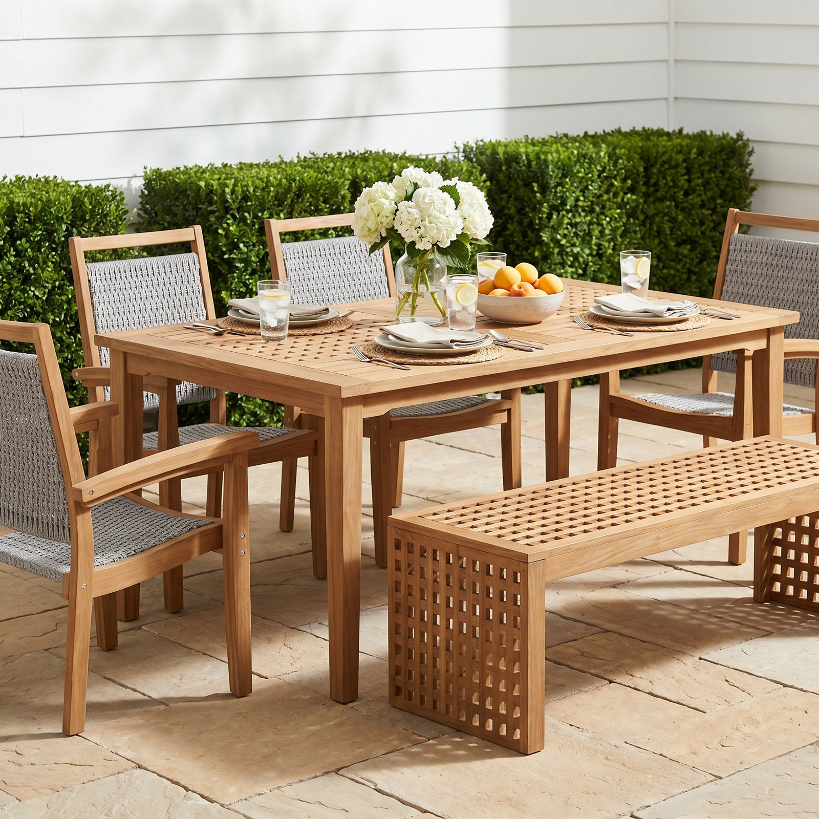 Fleur 76" Eucalyptus Patio Dining Set