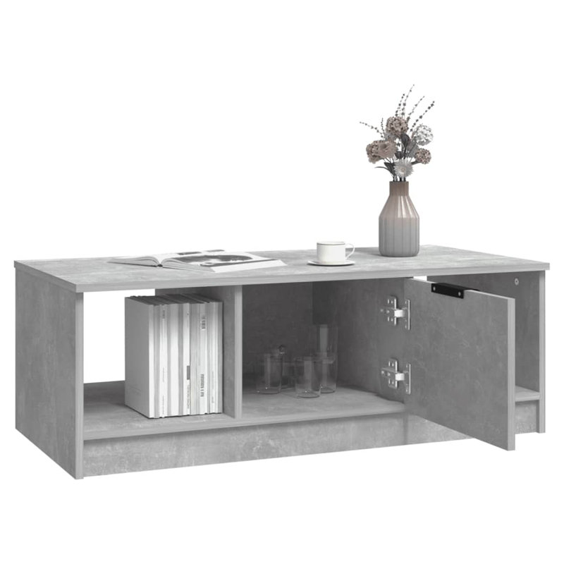 Jeffcott Solid Coffee Table with Storage, Concrete Grey