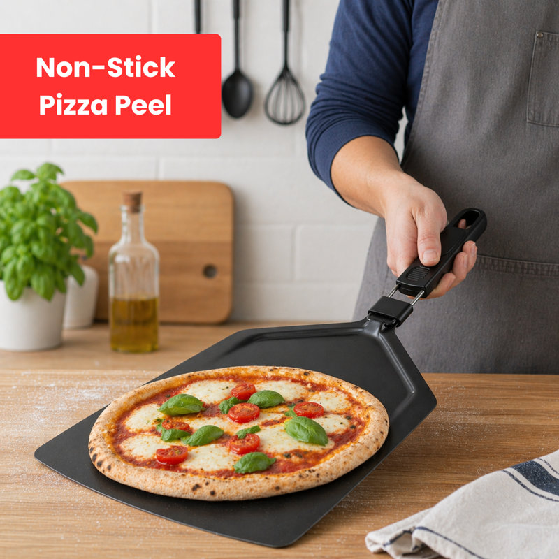 Pelle à pizza en acier inoxydable pour barbecue portatif à infrarouge Schwank - Pelle à pizza à poignée pliante, accessoire de barbecue durable pour faciliter le transfert de pizza et la cuisson à l'extérieur