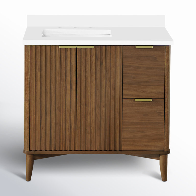 Gabi 36 in. Single Sink Bathroom Vanity, Warm Walnut