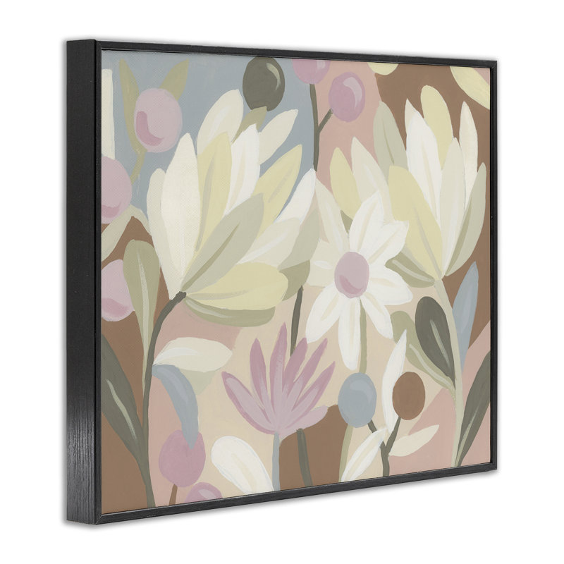 Art giclée encadré de fleurs modernes pastel par June Erica Vess, Cadre noir, H 16 po x l 20 po