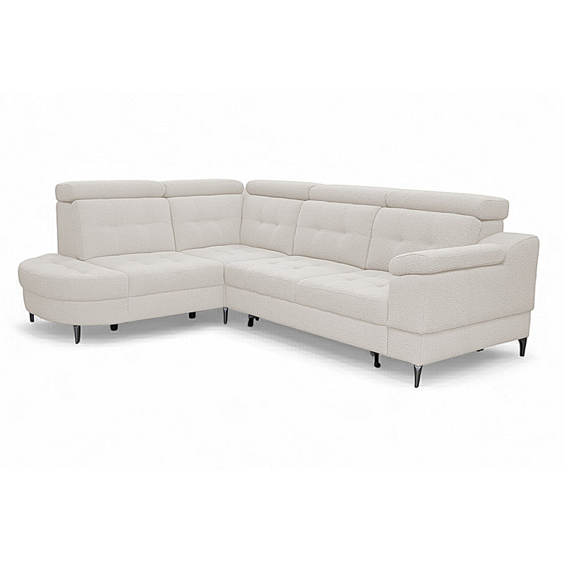 5 Seater Corner Sectional, Left Hand Facing, White