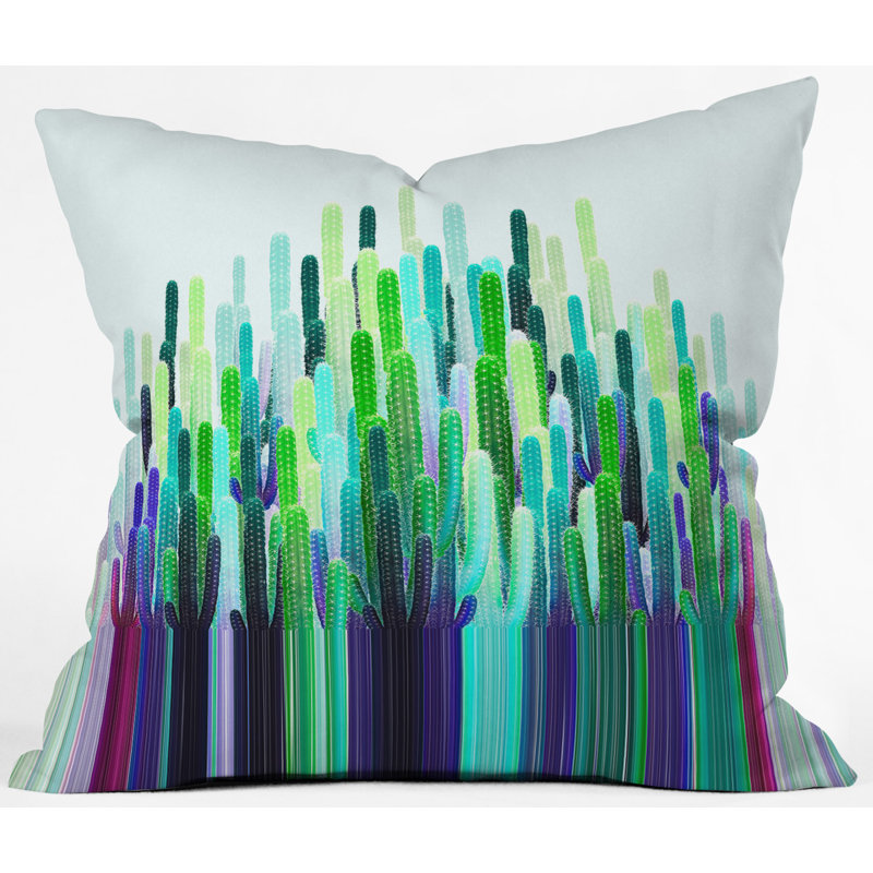 Coussin décoratif extérieur, 16 po x 16 po, Bleu / vert
