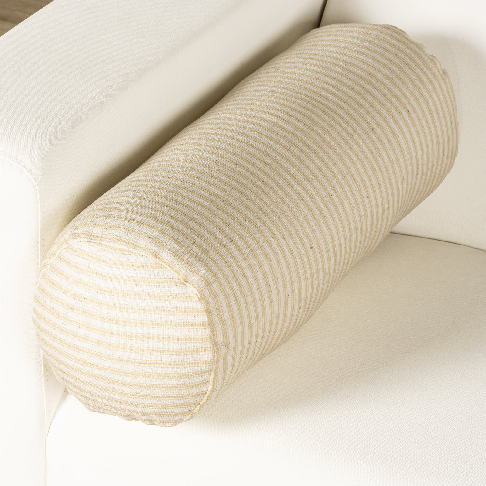 Classic Stripe Butter Accent Throw Pillow, Polyester, Bolster 8"H x 21"W