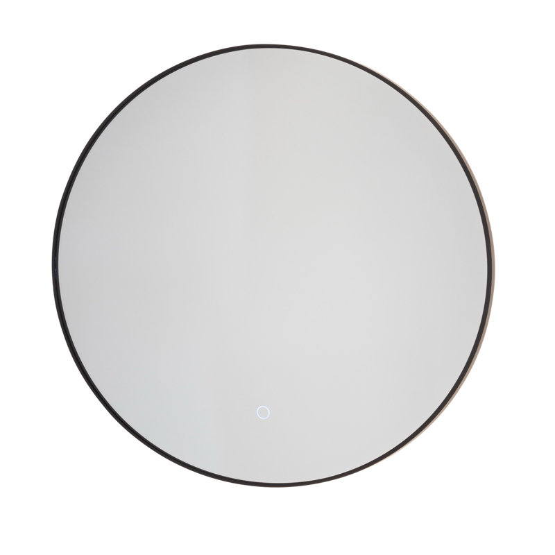 Miroir mural rond, 31,5 po x 23,5 po, Noir