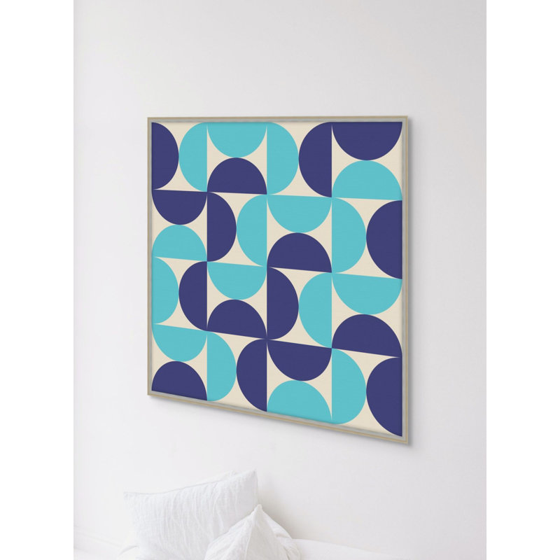 Vibrant Semicircle 5 Print, 46.25" H x 46.25" W, Navy/Blue/White