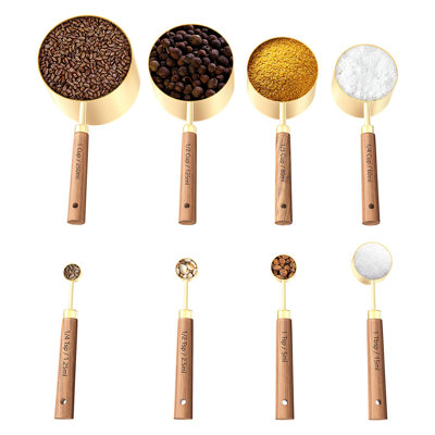 8-Piece Gold Stainless Steel Measuring Cups And Spoons Set, Gold -  TUHOME FURNITURE LLC, abcB0D3DZF8HT