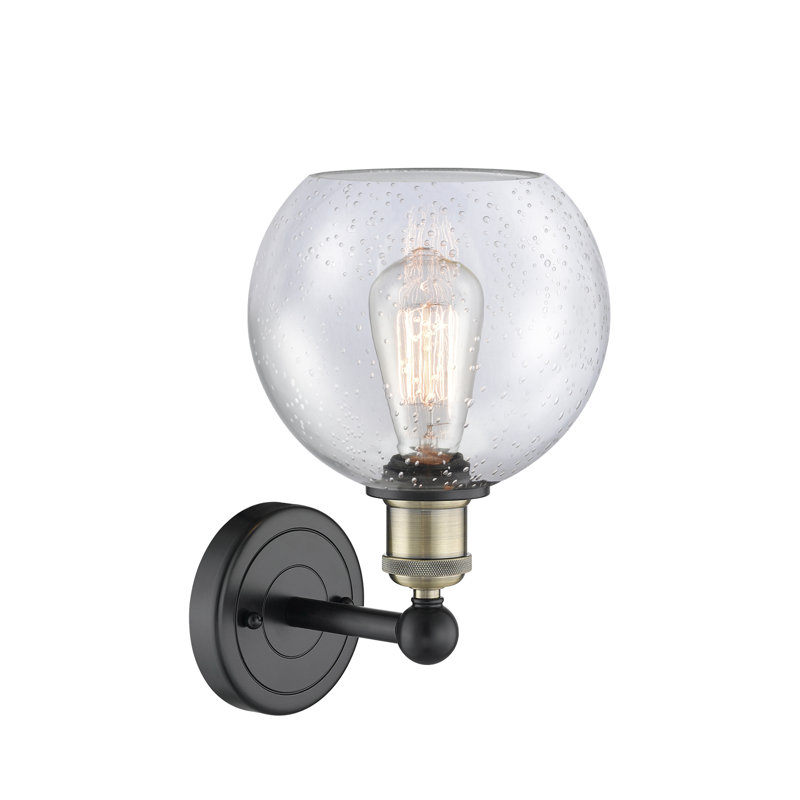 Ellington Steel Armed Sconce, Black Antique Brass, Seedy