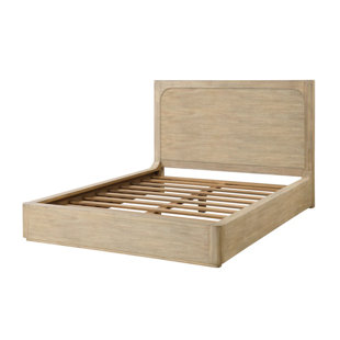 Luxurious Timeless King Bed with Solid Malaysian Oak Frame, Weathered Natural Finish, Sleek Low-Profile Modern Design with Complete Easy Assembly Bed Set